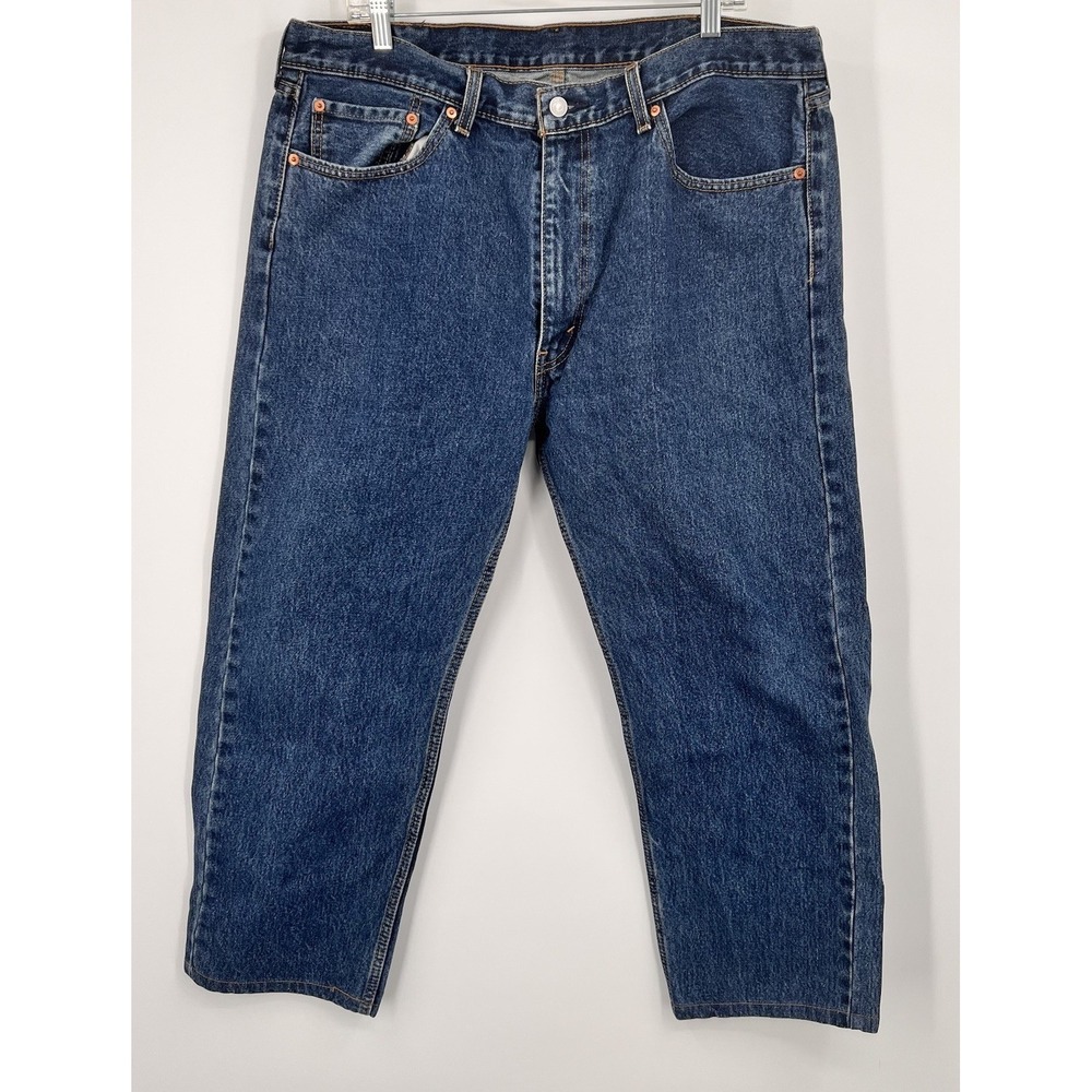 Levi's 505 Jeans Mens 40x29 (40x27.5)Regular Fit Straight Leg Dk Wash Blue Denim